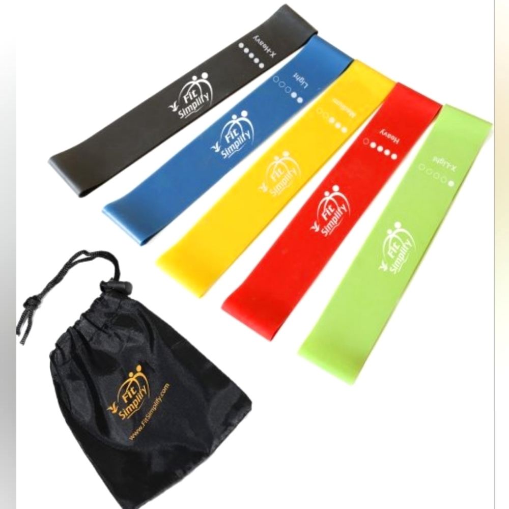 🏋🏻‍♀️ NWOT 5 Exercise Resistance Bands + Bag- Various Resistance • Simply Fit